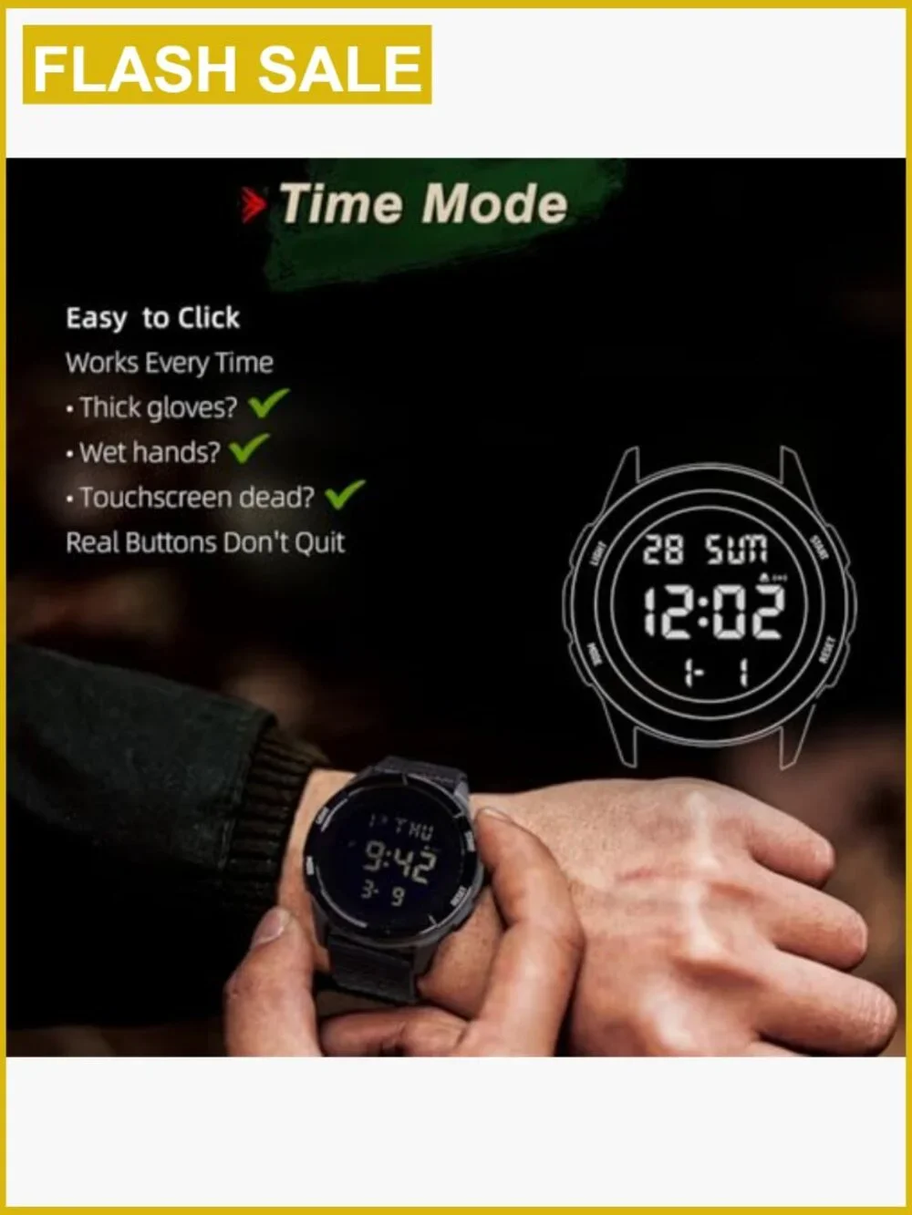Tactical Military Digital Watch for Men Women Ultralight Nylon Strap 50M